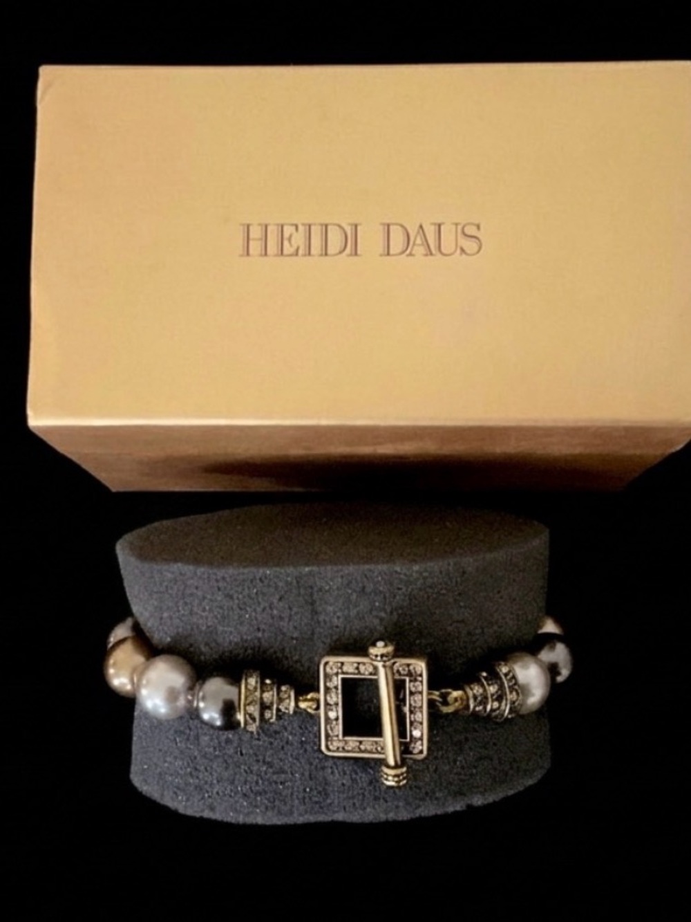 #126 Heidi Daus Multi-colored Glass Pearl Statement Bracelet